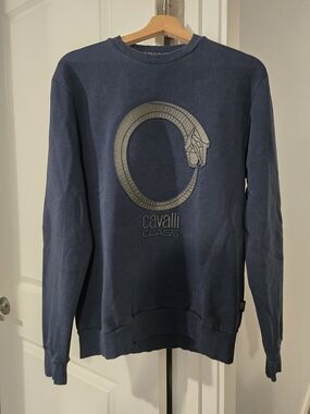 Roberto Cavalli Class Men’s Navy Logo Crewneck Sweater M